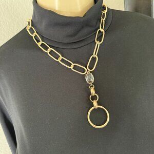 #14 garden party costume jewelry / 20" spectacle holder gold link chain